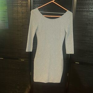 Silver/light grey 3/4 sleeve sparkle dress